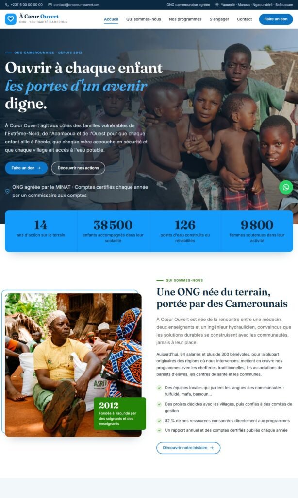 À Cœur Ouvert website – home page