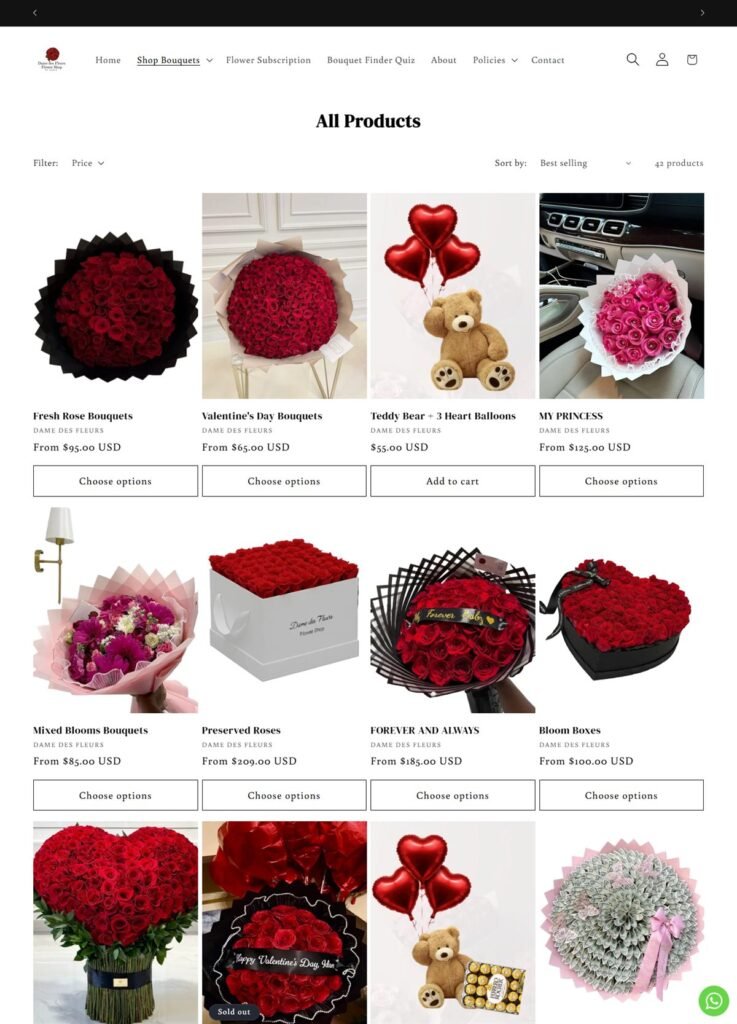 Dame des Fleurs website design 3