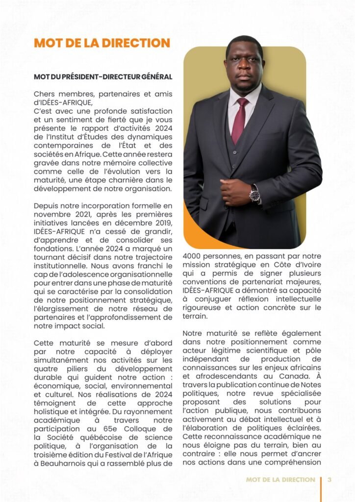 IDÉES-AFRIQUE — Rapport d’Activités 2024 editorial design 3